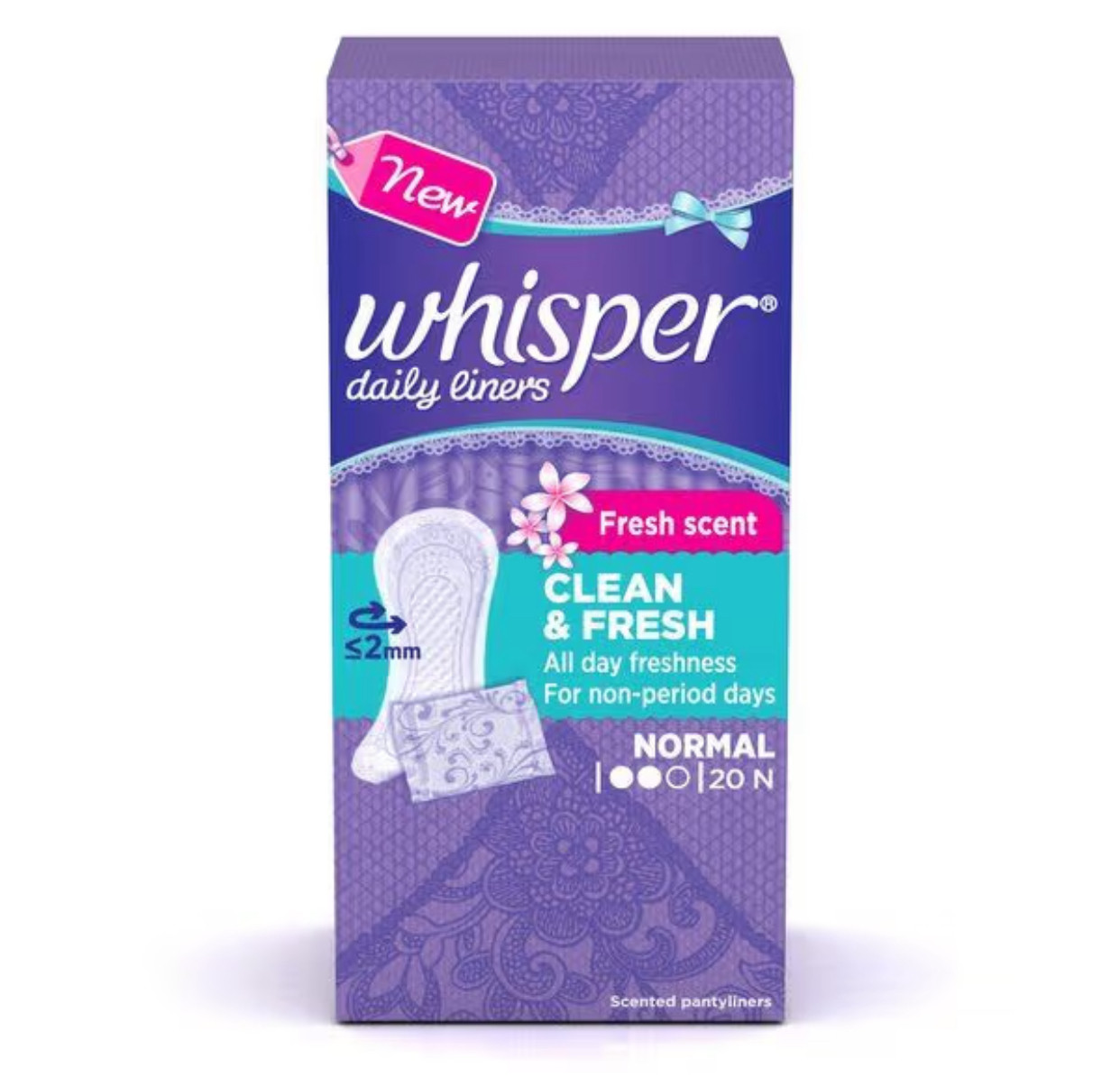 Whisper Daily Liners Clean & Fresh (Normal) (20 pcs)