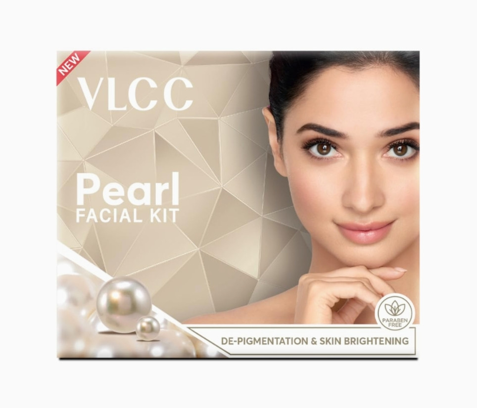 VLCC Pearl Facial Kit - 60g | Luminous and Radiant Skin | At Home Facial with Pearl Extracts, Sandalwood, Turmeric & Aloe Vera | Tan Removal Facial Kit.