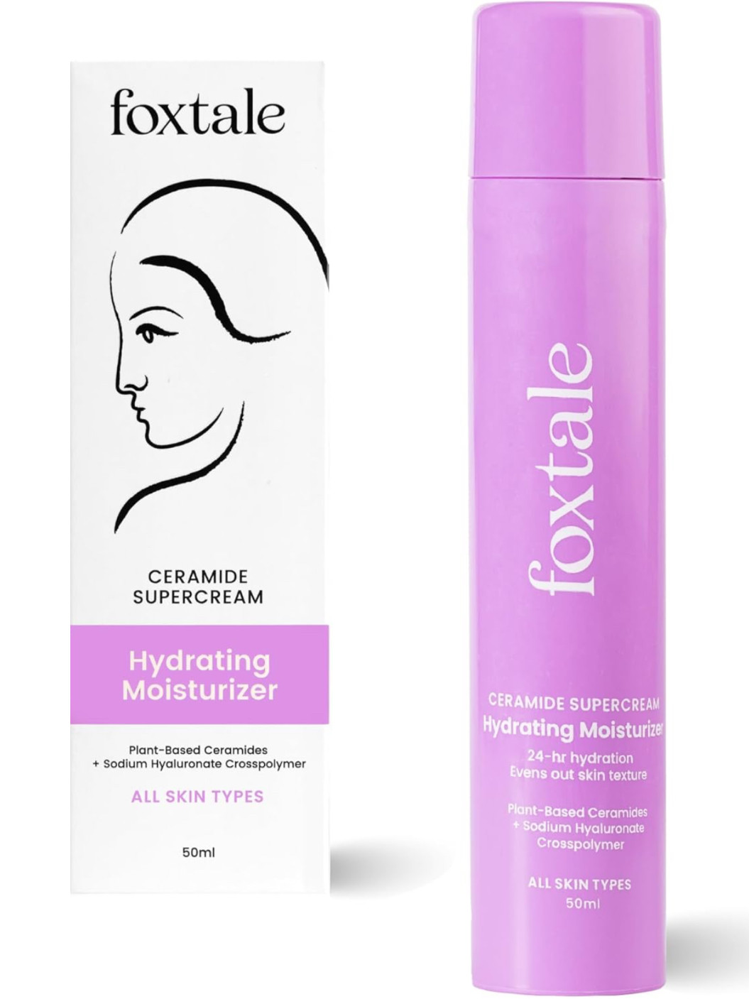 Foxtale 5x Hydrating Ceramide Moisturizer for Face | Micro Hyaluronic Acid & 3 Ceramides | Lightweight | Fast Absorbing | Repairs Skin Barrier & Texture | Men & Women - 50ml