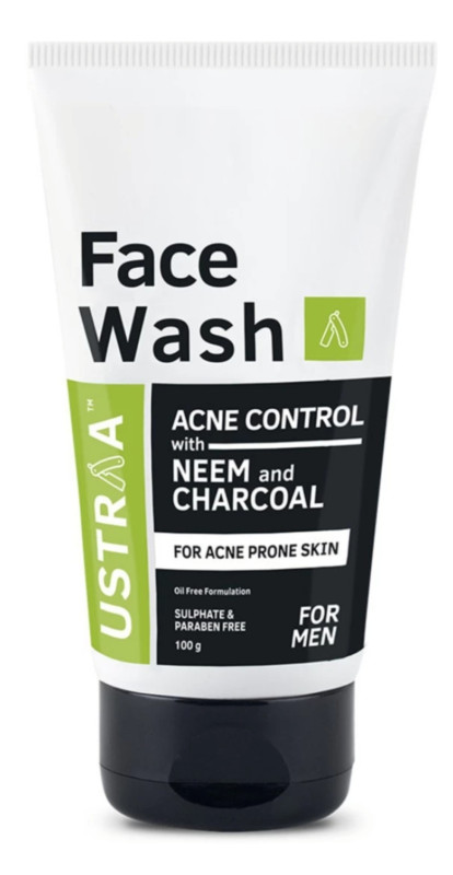 Ustraa Face Wash Acne Control - With Neem & Charcoal - 100g - Oil control, paraben free