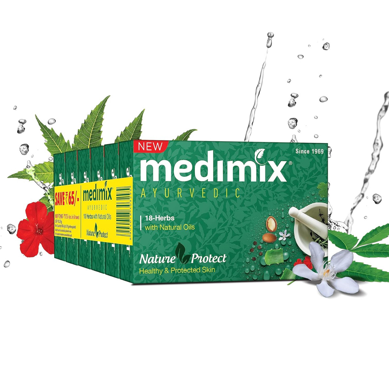 Medimix Ayurvedic Soap Bar 3 x 125g= 375g + 40ml Body Wash Free Inside