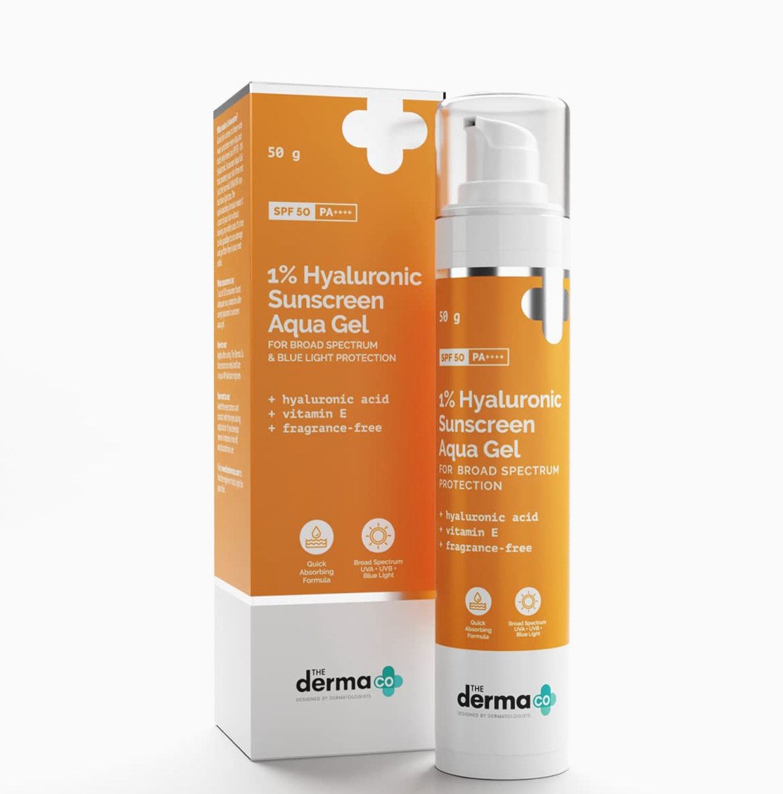 The Derma Co 1%Hyaluronic Sunscreen Aqua Ultra Light Gel With Spf 50 Pa++++ For Broad Spectrum, UV A, UV B & Blue Light Protection For Oily Skin