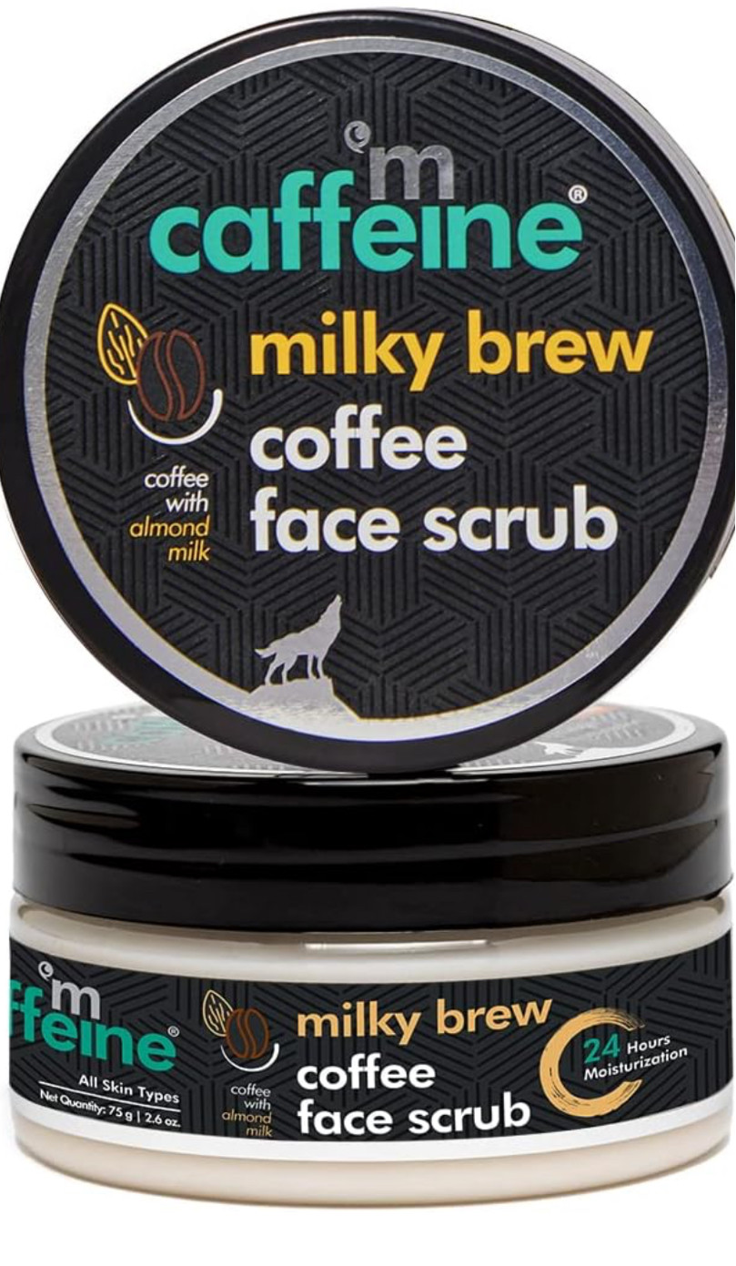 mCaffeine Milk & Coffee Moisturizing Face Scrub for Gentle Exfoliation & Tan Removal | Scrub with Shea Butter & Almond Milk for Fresh & Glowing Skin | Face Scrub for Women & Men and All Skin Types 75g