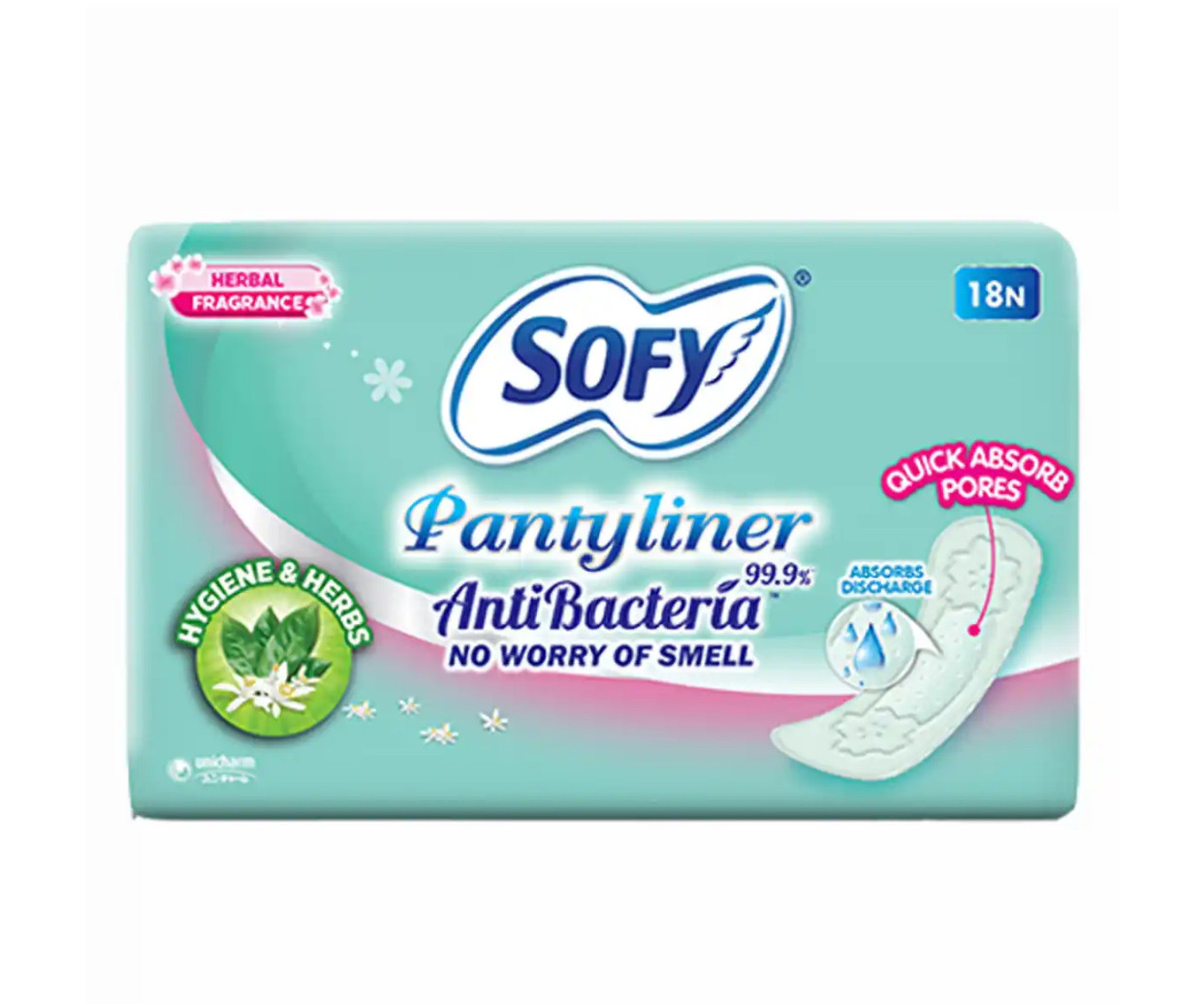 Sofy Anti Bacteria Pantyliner, 18 Count