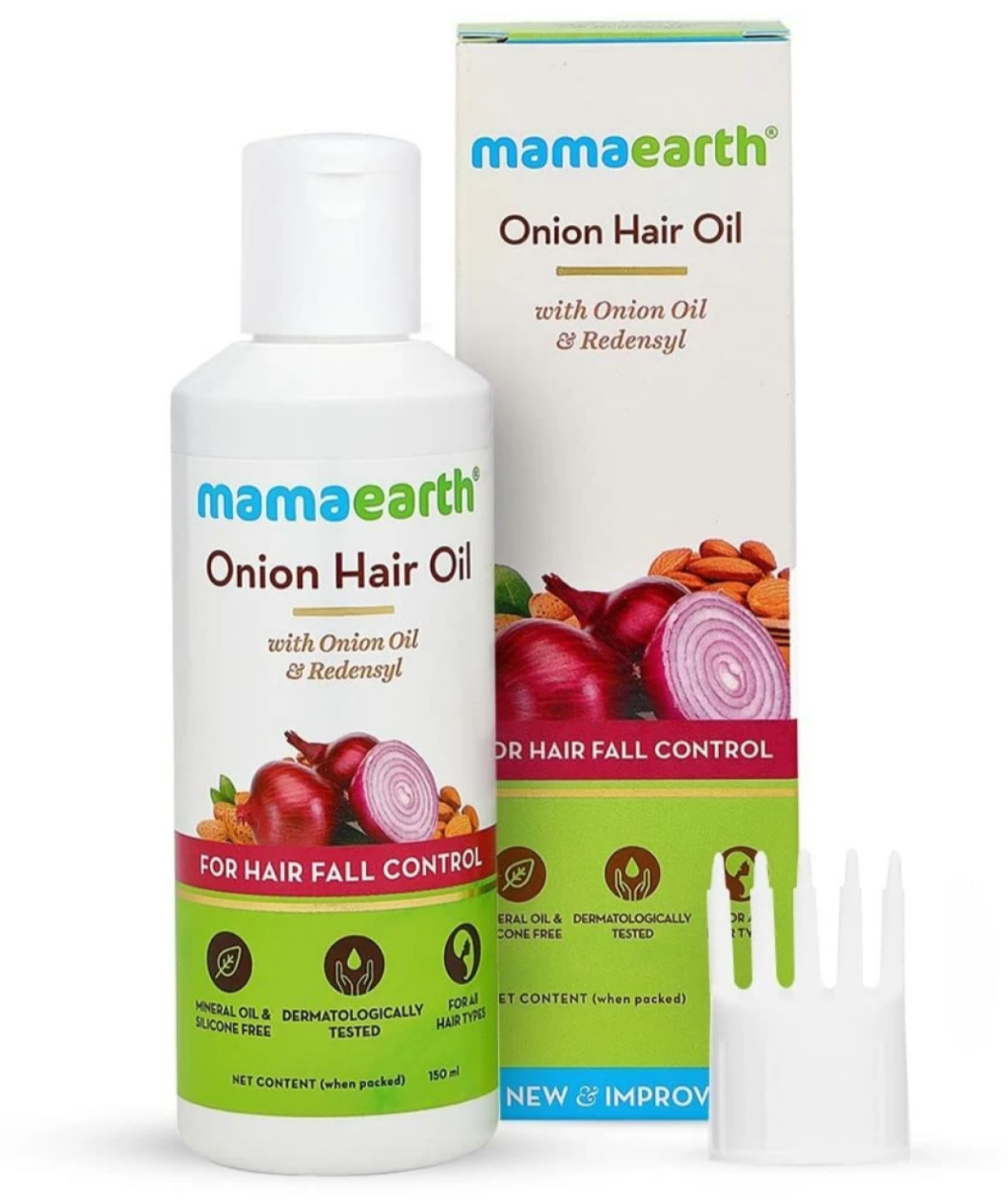 Mamaearth Onion Hair Oil with Onion Oil & Redensyl with Comb Applicator for Hair Fall Control 150 ml