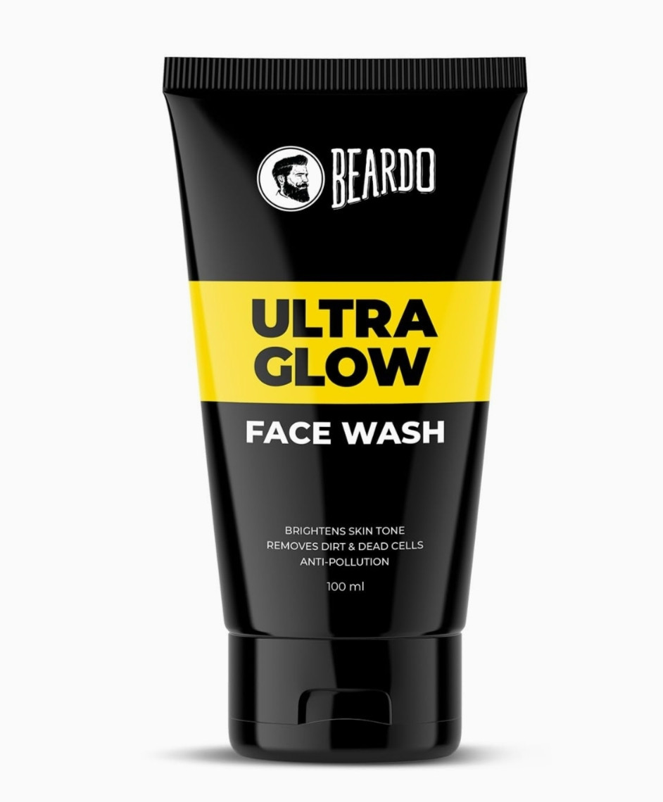 Beardo Ultraglow Face Wash for Men, 100ml | Aloe Vera Facewash that Enhances & Balances Skin Tone | Glowing & Radiant Cleanser for face with Menthol & White Lily