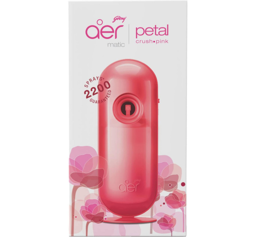 Godrej aer matic, Automatic Air Freshener Kit with Flexi Control - Petal Crush Pink (225ml)