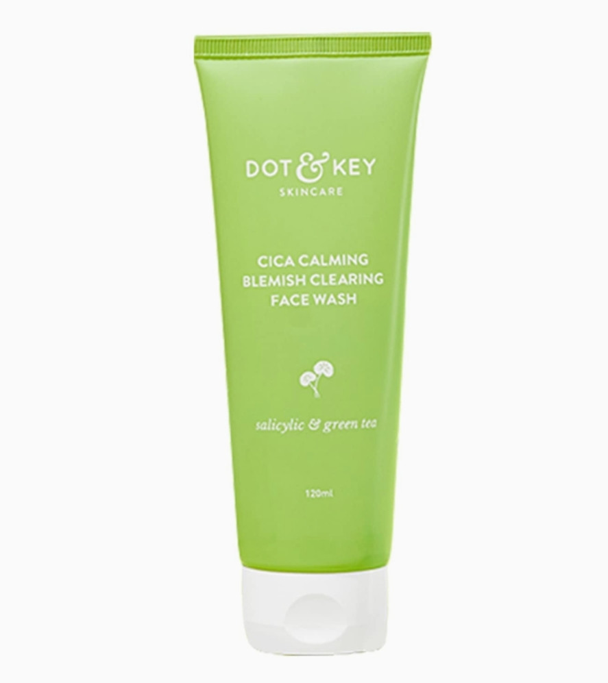 Dot & Key Cica Calming Blemish Clearing Face Wash | Non- Comedogenic, Sulphate & Paraben Free Face Cleanser for Acne & Pimples | With Cica, Green Tea & Salicylic Acid for Acne Prone Skin  face wash