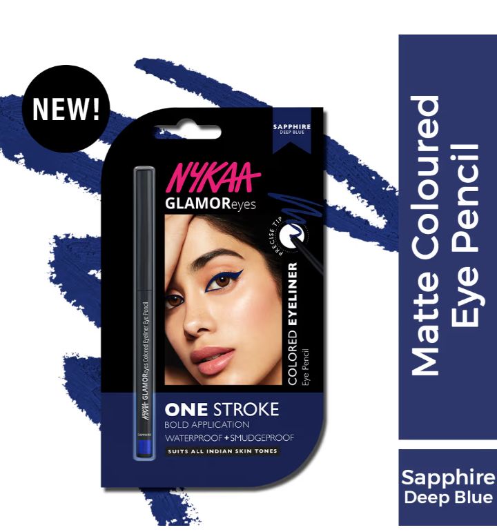 Nykaa GLAMOReyes Waterproof & Smudgeproof Colored Kajal Eyeliner Eye Pencil - Sapphire (0.3g)