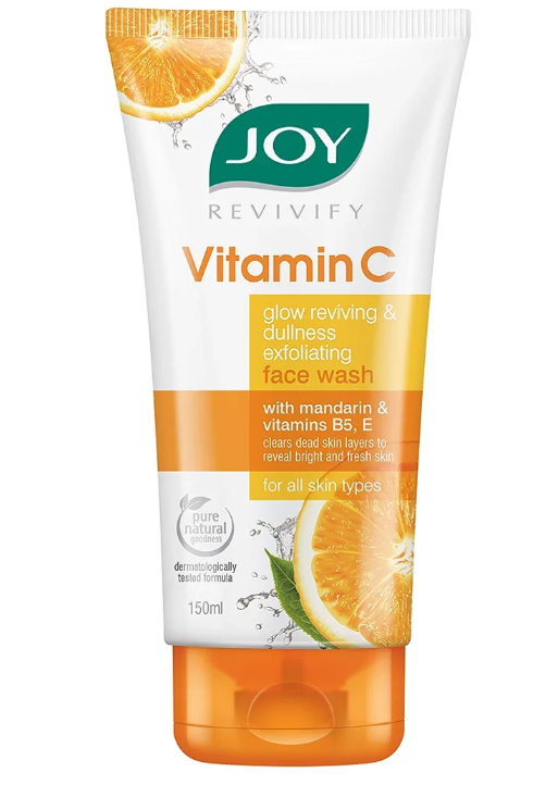 Joy Vitamin C Face Wash For Glowing Skin (150ml) | Brightening Face Wash Enriched with Vitamin B5 & E For Sun Protection & Dead Skin Removal | Face Wash for Women & Men