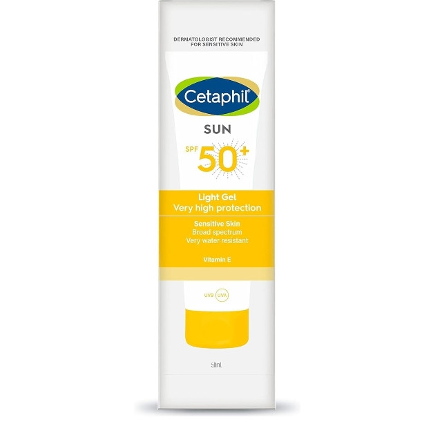 Cetaphil Combination Skin Sun Spf 50 Sunscreen, Very High Protection Light Gel, Water Resistant, Vitamin E, 50 M
