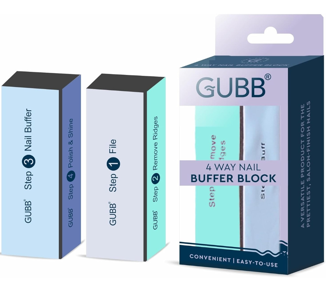 GUBB 4-Way Nail Buffer, Shiner, and Filer Set - Multicolour - Professional Nail Care Kit for Salon-Quality Results - Includes 4 Different Nail Buffing and Shaping Surfaces for Smooth, Shiny, and Perfe