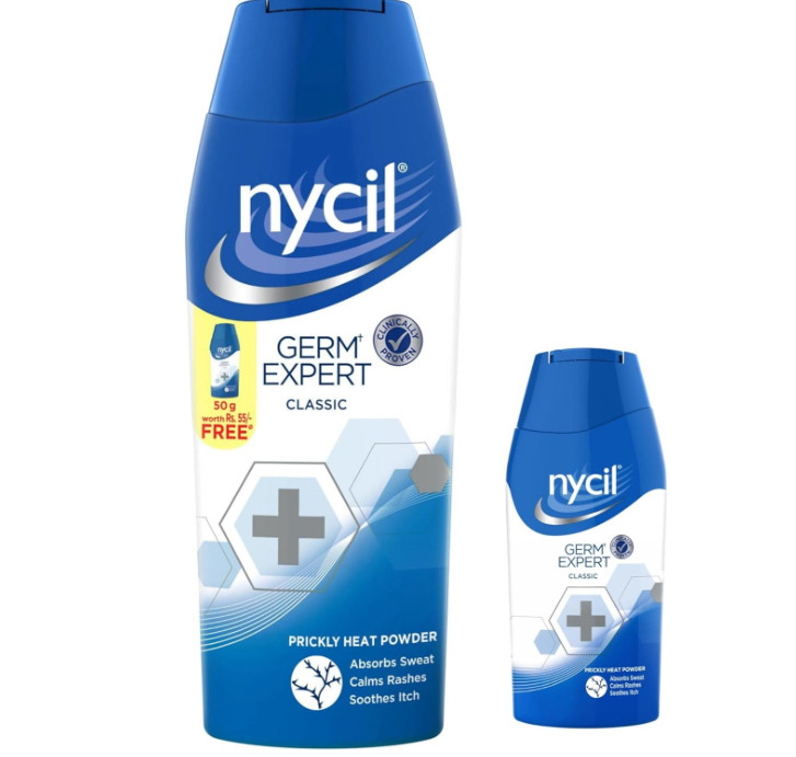 Nycil Germ Expert Classic Prickly Heat & Cooling Powder - 150 G + 50 G Free (Nycil Cool Herbal Powder) | Get Relief From Skin Problems