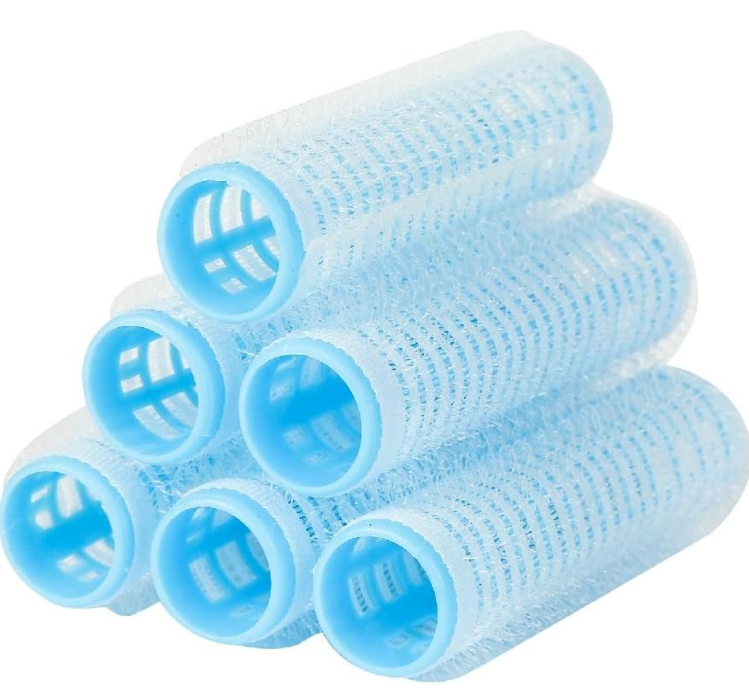 GUBB Hair Rollers For Hair Curling | Self Grip Holding Rollers | Rollers for Hair - Hair Rollers for Small Hair | Hair Rollers with Clips| 6 Large Small Curlers - Blue
