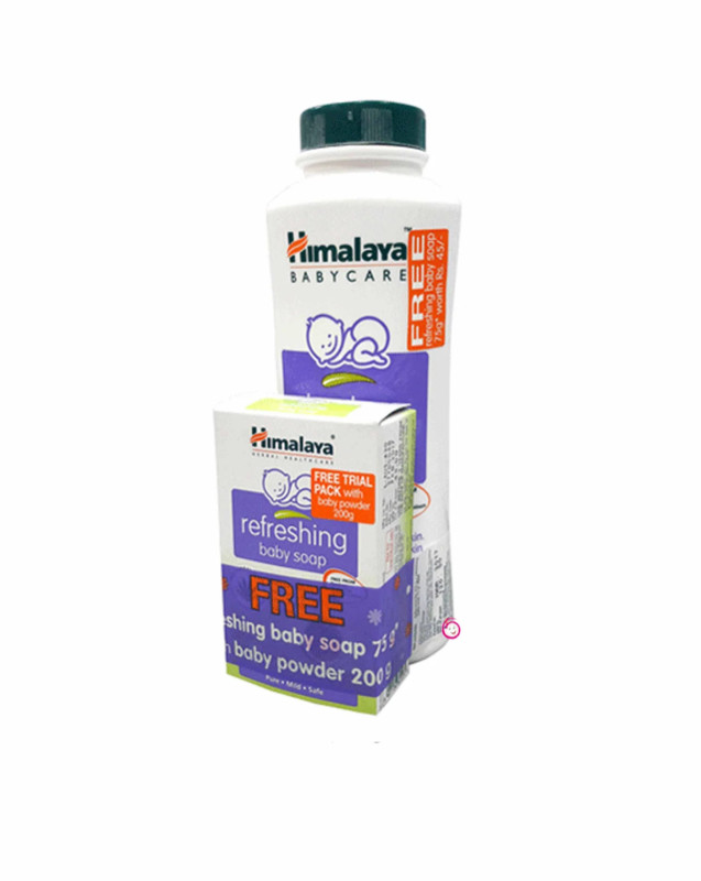 Himalaya Baby Powder, 200g with Free Refreshing Baby Soap, 75g