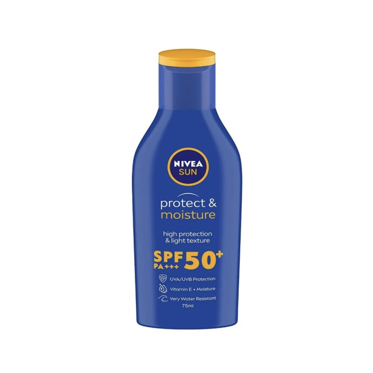 NIVEA SUN Protect and Moisture 75ml SPF 50 Advanced Sunscreen for Instant Protection| PA+++ UVA - UVB Protection System| Vitamin E + Moisture| Very Water Resistant| For Men & Women