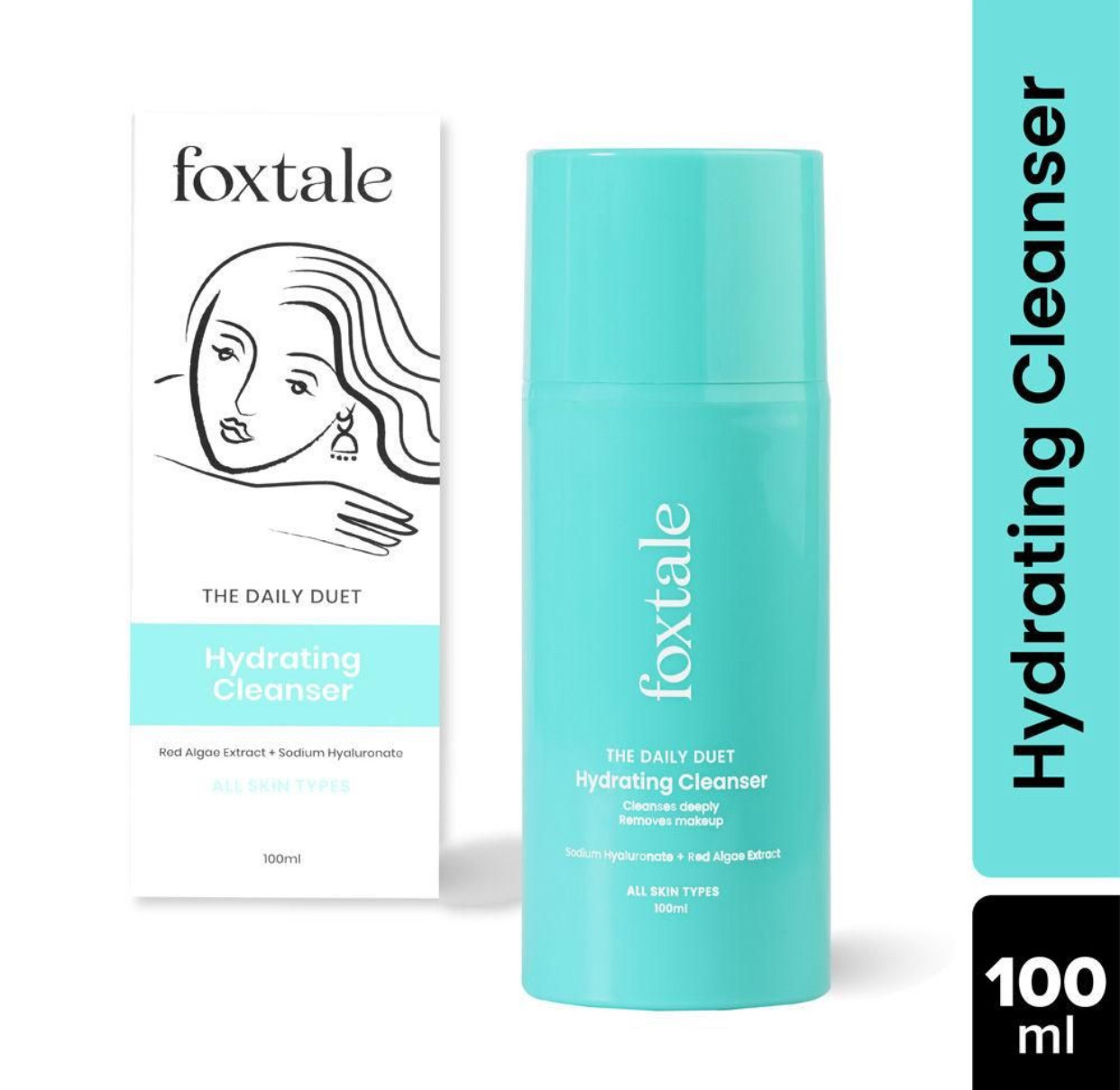Foxtale – The Daily Duet Gentle Cleanser Hydrating 2-In-1 Face Wash | Fights Pollutants, Sun Damage, Wrinkles | Helps As Makeup Remover | Helps Restores Moisture (100Ml)
