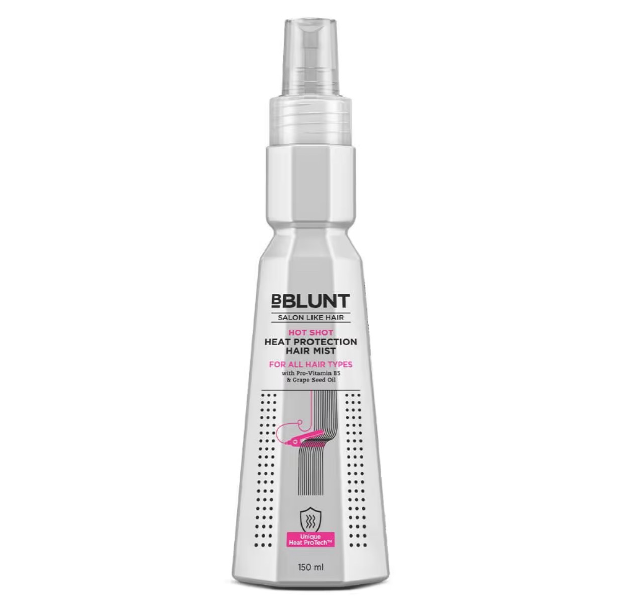 BBlunt Hot Shot Heat Protection Hair Mist with Grape Seed Oil, No Parabens (150ml)