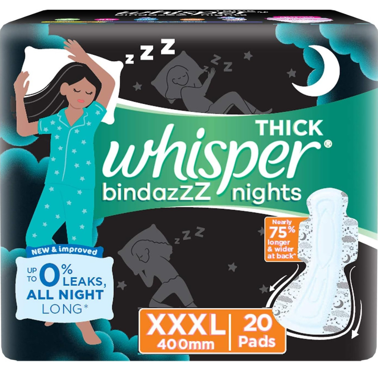 Whisper Ultra Night Sanitary Pads XXXL 400mm