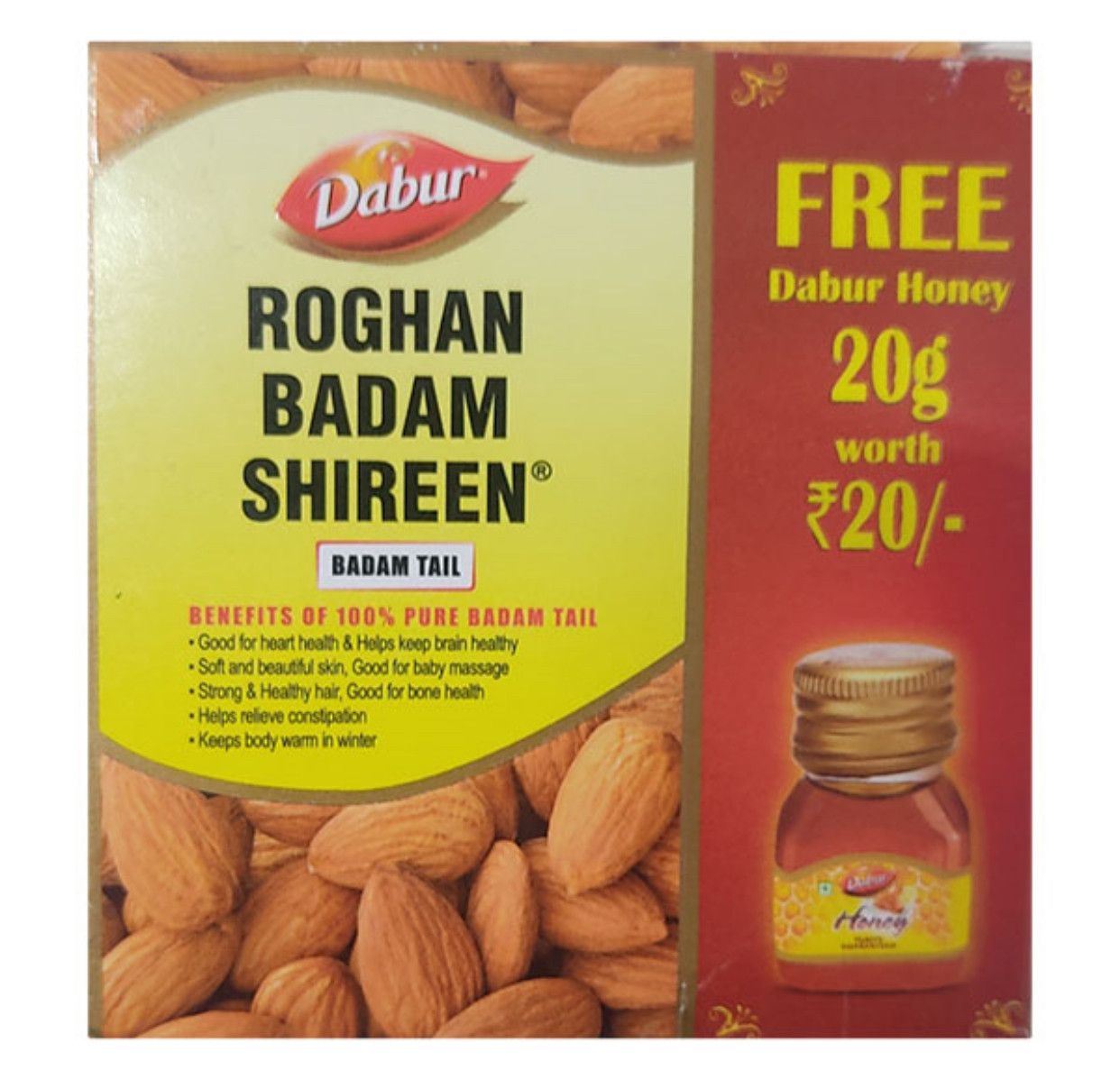 Rogan Badam Shireen 100% Pure Almond Oil 25ml + 20g Honey Free Worth RS/-20