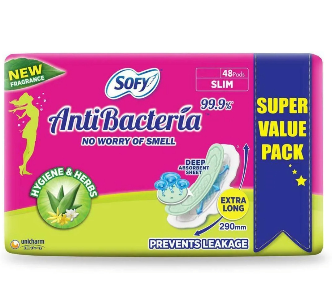 Sofy Antibacterial Hygiene & Herbs Slim Sanitary Napkins (XL) 48 Pads