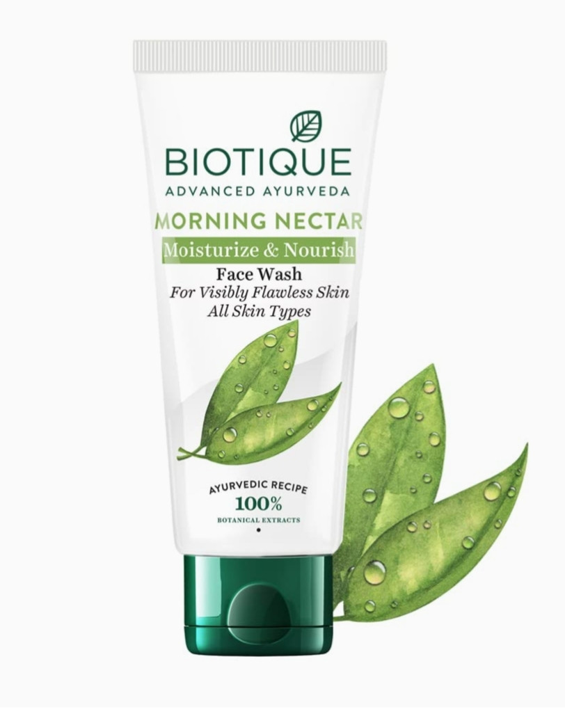 Biotique Morning Nectar Moisturize & Nourish Face Wash | Contains Wild Turmeric, Neem Leaves, & Morning Nectar | Visibly Flawless Skin | Suitable for All Skin Types | 100 ml