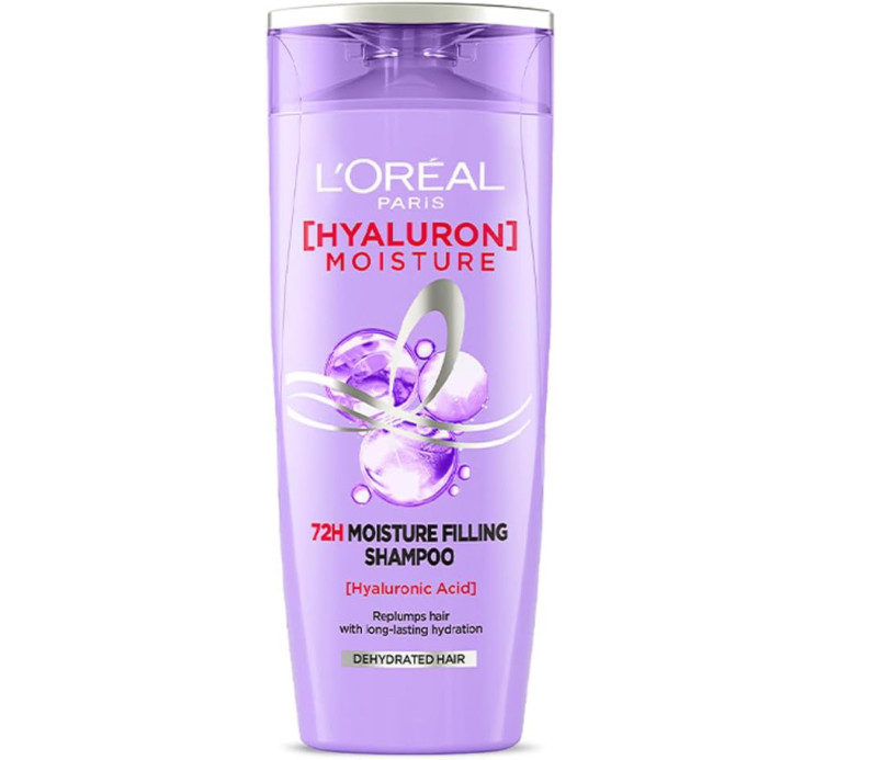 Loreal Paris Moisture Filling Shampoo, with Hyaluronic Acid, for Dry and Dehydrated Hair, Adds Shine and Bounce, Hyaluron Moisture 72H, 180ml