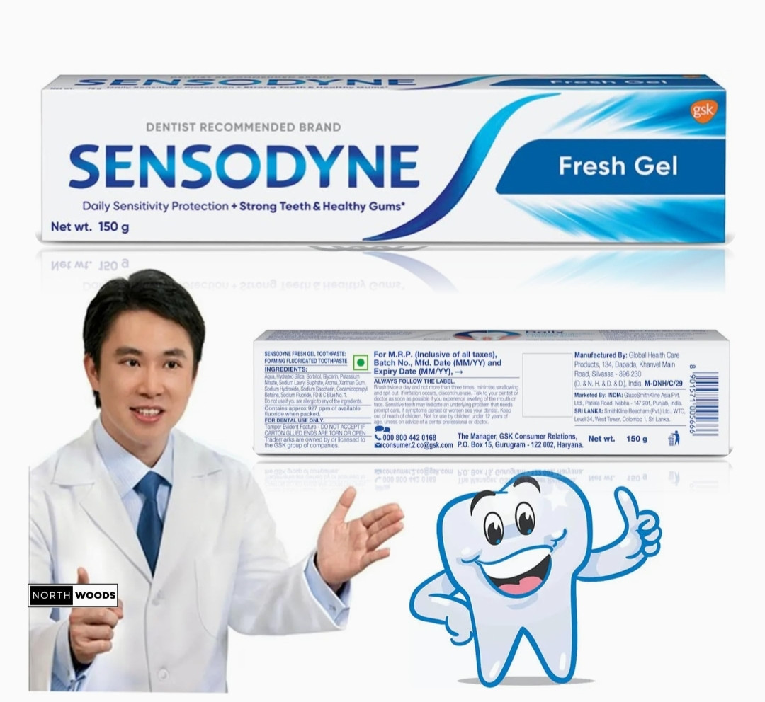 Sensodyne Toothpaste Fresh Gel|Northwoods|Sensitivity Relief, Strengthening, Whitening, Freshening, Cavity Protection, Gum Protection| 75g