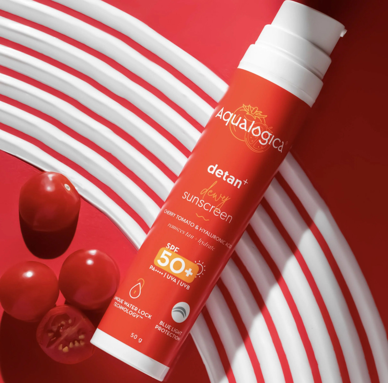 Aqualogica Detan+ Dewy Sunscreen with SPF 50+ & PA++++ for UVA/B & Blue Light Protection & No White Cast - 50g