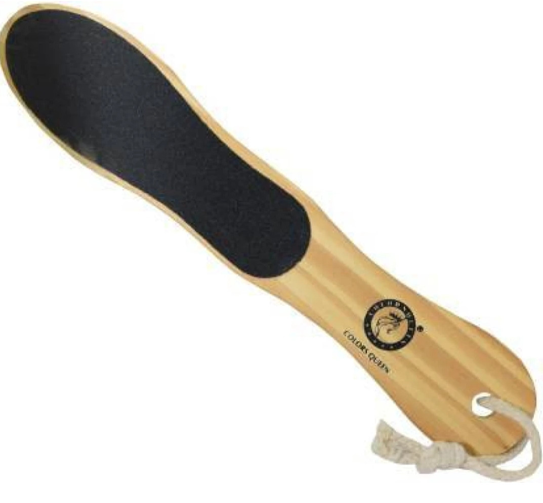 Colours Queen Double Sided Foot Scrubber, Wooden Handle Foot Scrubber For Dead Skin Callus Remover Pedicure Tool,