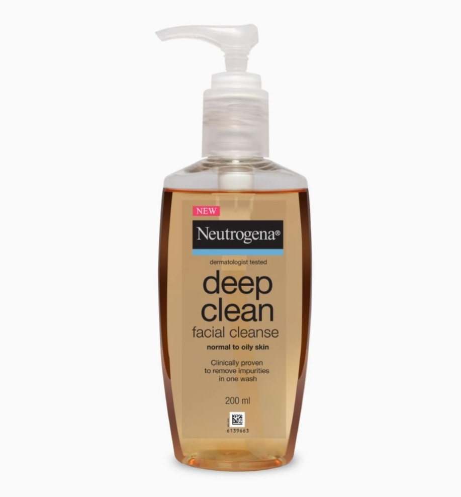 Neutrogena Deep Clean Gentle Facial Cleanser | 2x Glycerin & Cleansing Agent | Alcohol-Free | Dermatologist Tested | Normal to Oily Skin | For Men and Women | 200ml