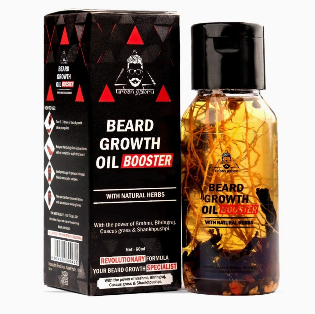 UrbanGabru Beard Booster Growth Oil For Men | Enriched With Natural Herbs & Jadibuti (60 Ml) | Beard Softener | Paraben Free | Fills Patchy Beard | For Thicker & Longer Beard