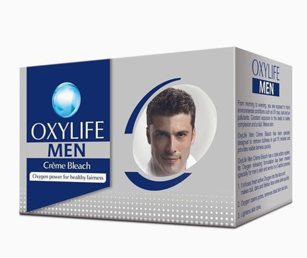 Oxylife Men Creme Bleach 150gm Oxygen Power for Healthy Glow 3 Benefits Removes Tan, Lightens Dark Sport, Lightens Skin Tone
