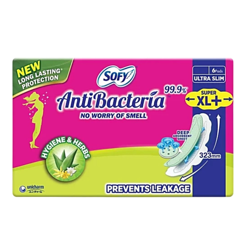 Sofy Antibacterial Hygiene & Herbs Slim Sanitary Napkins Ultra slim(XL+) 6Pads