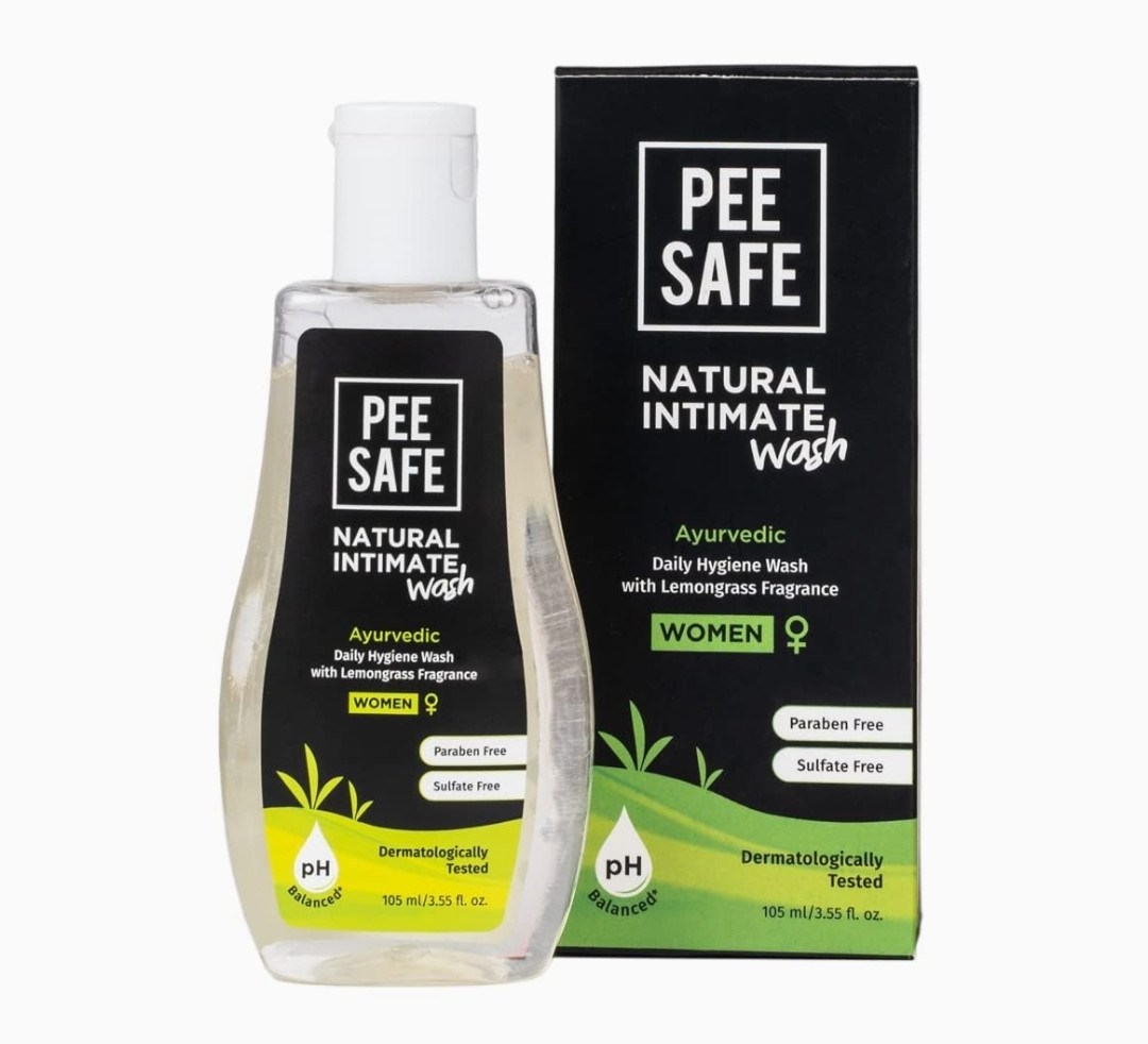 Pee Safe Intimate Wash For Women Natural Ayurvedic with Lemongrass Fragnance and 100% Alcohol-Free | pH Balanced | Paraben-Free | Sulfate-Free | 105ml