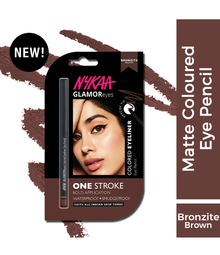 Nykaa GLAMOReyes Waterproof & Smudgeproof Colored Kajal Eyeliner Eye Pencil -Bronzite (0.3g)