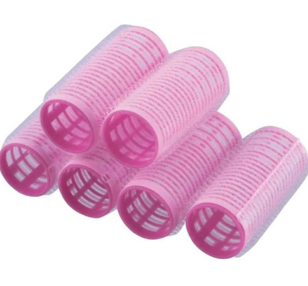 GUBB Hair Roller Curlers Medium - Set of 6 Pink Hair Curlers - Easy-to-Use Hair Rollers for Effortless Styling and Gorgeous Curls - Suitable for All Hair Types - Lightweight and Portable Hair Curling 