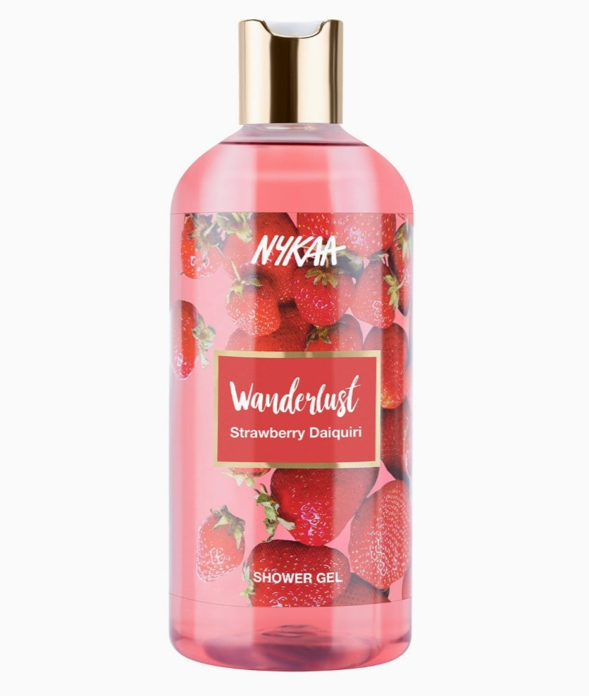 Wanderlust Strawberry Daiquiri Shower Gel, 300 ml| Nourishes & Hydrates| Gentle Cleanser| Sweet Smell of Strawberry |Enriched With Aloe Vera| Paraben-Free, Vegan Formula| Suitable for All Skin Types