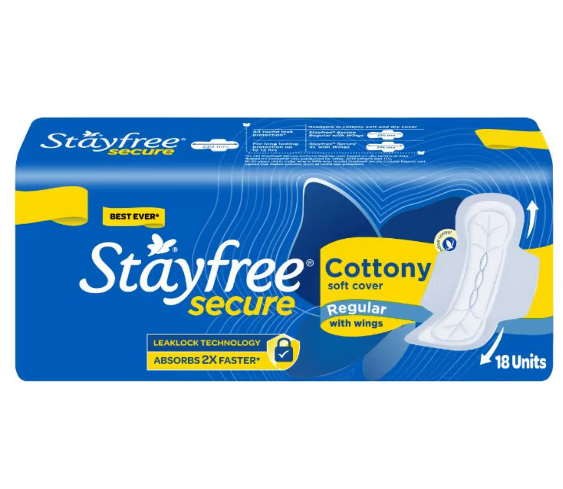 Stayfree Secure Cottony Soft Cover Regular with Wings