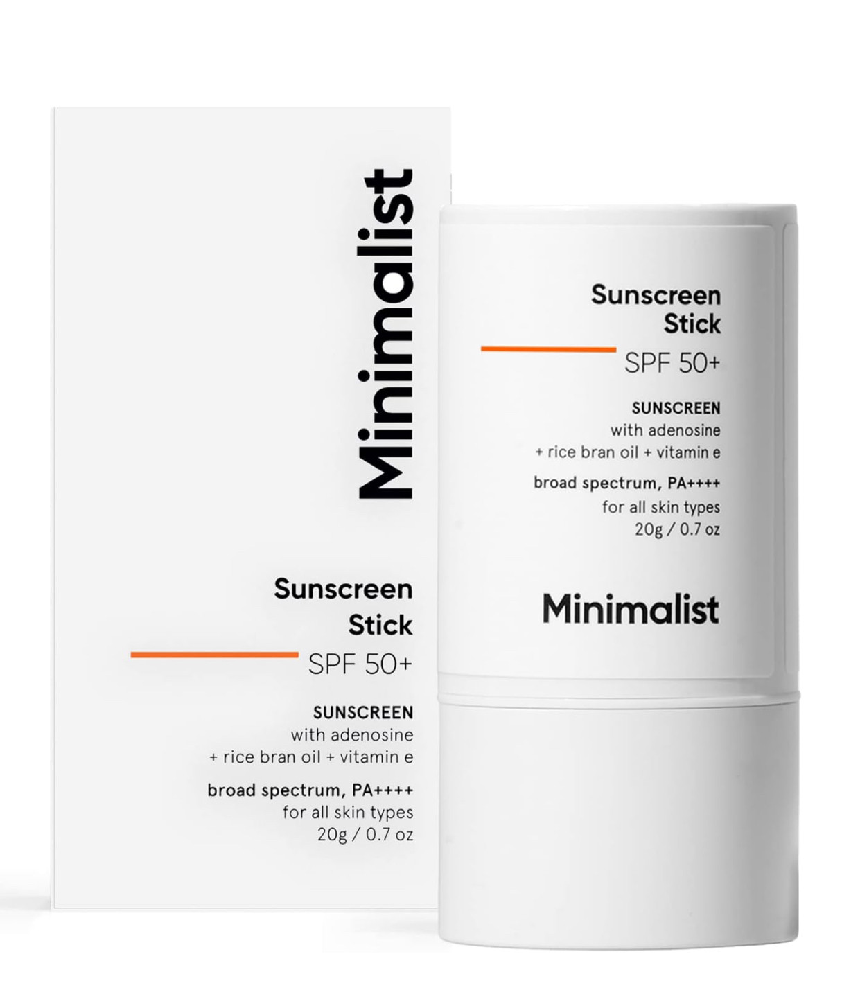 Minimalist Spf 50 Sunscreen Stick With Adenosine, Rice Bran Oil & Vitamin E, Broad Spectrum Pa++++ | For Women & Men | 20Gm All Skin Type
