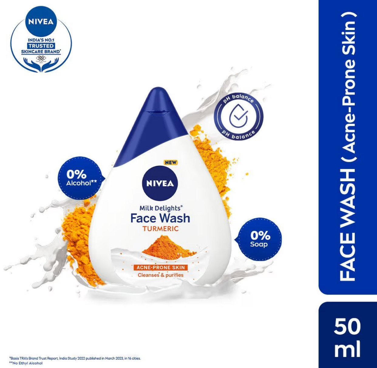 NIVEA Milk & Turmeric, ph balanced for Gentle cleansing & purifying (Acne prone skin) (50ml)